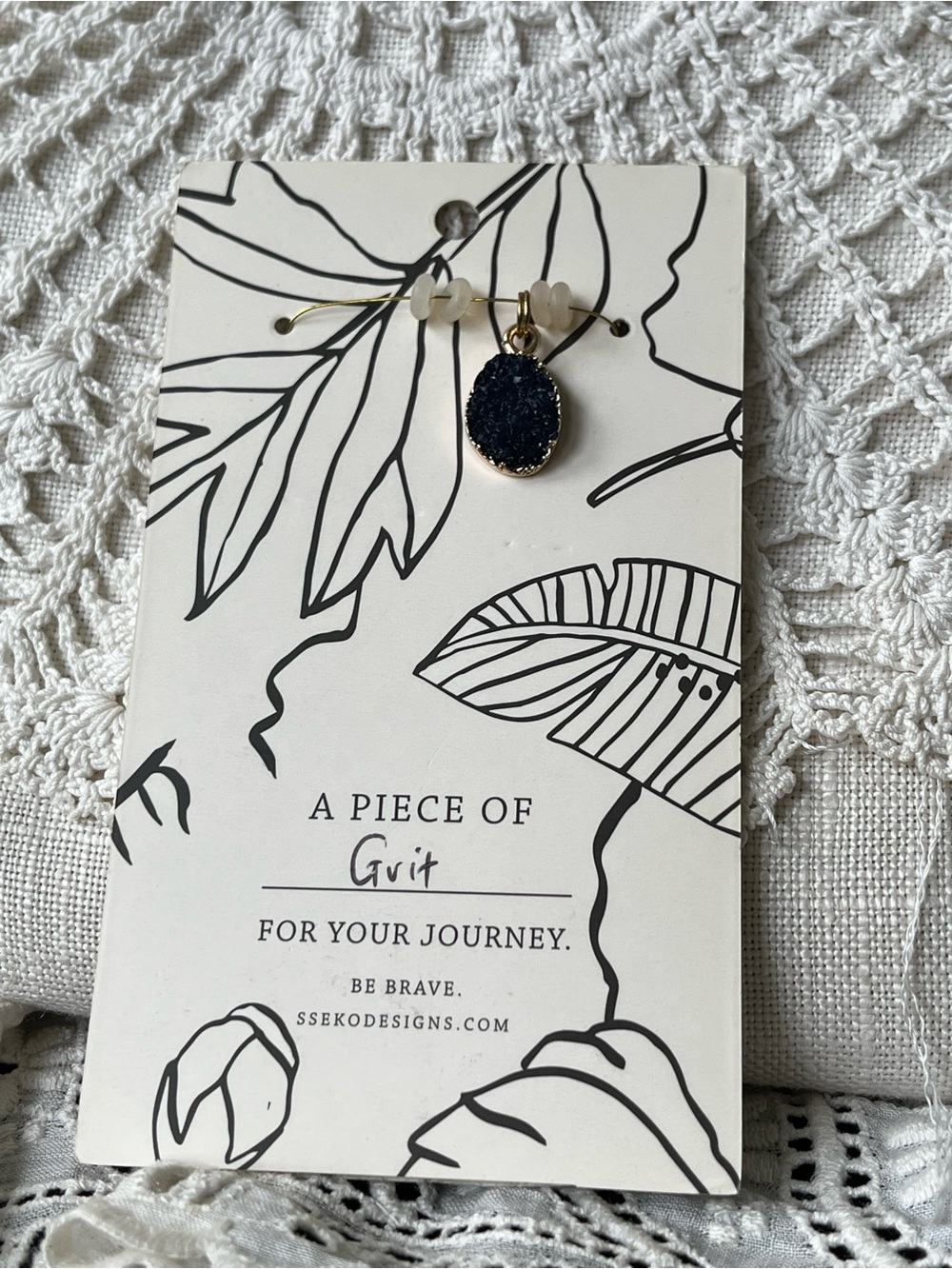 Sseko Black Druzy Drop charm